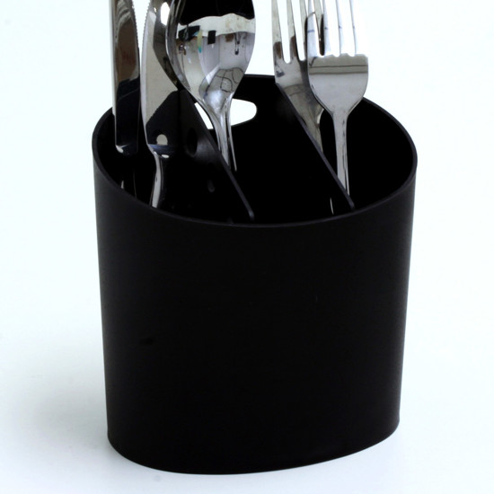 Imagem ESCORREDOR OVAL BASIC PARA TALHERES EM POLIPROPILENO PRETO 14X14X13 CM - COZA