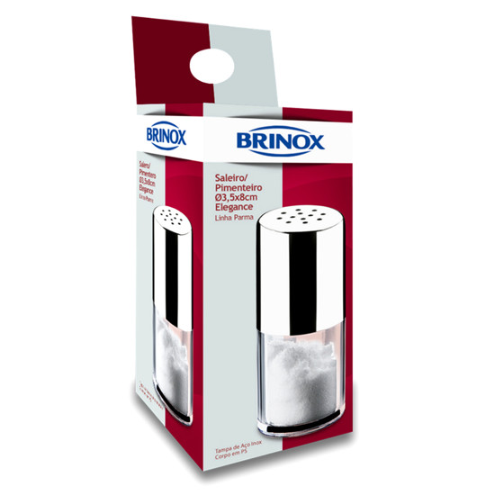 Imagem SALEIRO/PIMENTEIRO 50ML ELAGANCE PARMA 8X3X3 CM EM INOX - BRINOX
