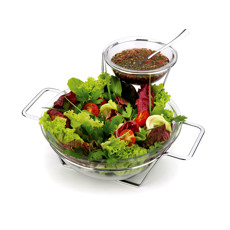 Imagem de SALADEIRA ANDREA COM MOLHEIRA AÇO INOX E VIDRO - FORMA - 6f Decoracoes Exportacao Importacao E Comercio Ltda