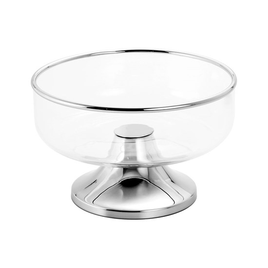 Imagem FRUTEIRA DE CRISTAL COM ARO E BASE INOX 28X25CM WOLFF