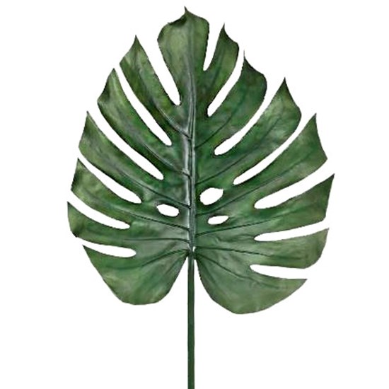 Imagem HASTE DE FOLHA DE COSTELA DE ADÃO VERDE DECORATIVA EM PLÁSTICO 105X40 CM - GRILLO