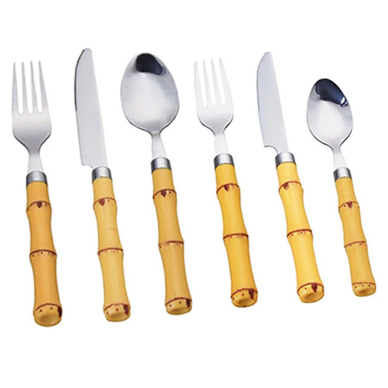 Imagem FAQUEIRO DE AÇO INOX 42 PEÇAS CABO DE PLÁSTICO BAMBU