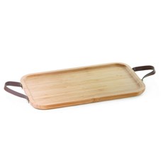 Imagem de BANDEJA COM ALÇA COURO ECOKITCHEN 35,2X20,7CM MIMO - Mimo Importacao E Exportacao Ltda