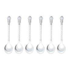 Imagem de CONJUNTO 6 COLHERES PARA CAFÉ DE ZAMAC SILVER PLATED CRISTAL  - Coliseu Presentes Ltda