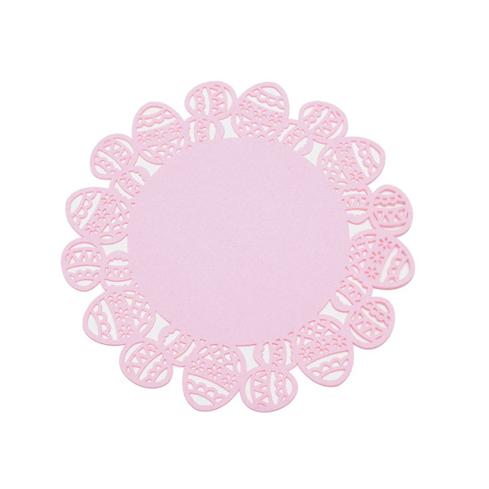 Imagem JOGO AMERICANO REDONDO BORDA OVO ROSA P 30X30CM FELTRO CROMUS