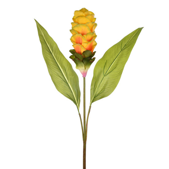 Imagem HASTE DECORATIVA DE BROMÉLIA TROPICAL LARANJA EM PLÁSTICO MOLDÁVEL 79X20 CM - GRILLO