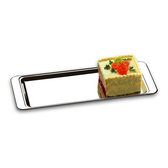Imagem BANDEJA PARA TORTA FRIA/ROCAMBOLE ATINA EM AÇO INOX 40X16CM - BRINOX