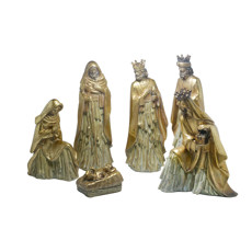 Imagem de PRESÉPIO COM ACABEMENTO DE GALHOS OURO KIT 6 PEÇAS CROMUS - Cromus Embalagens Ind. E Com. Ltda