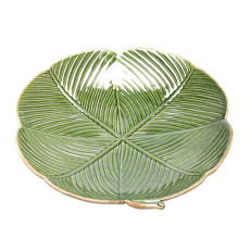 Imagem de PRATO DECORATIVA EM CERÂMICA BANANA LEAF VERDE 16X16X3CM LYOR - Coliseu Presentes Ltda