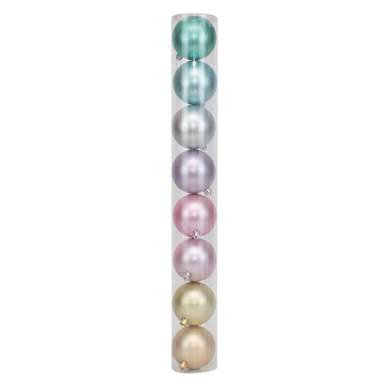 Imagem JOGO DE BOLAS EM TUBO RAINBOW MATE 8 PRÇAS DE 7CM COLORIDAS - CROMUS 