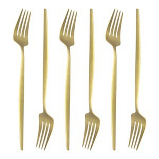 Imagem CONJUNTO DE GARFOS EM AÇO INOX DOURADO OPERA CHAMPANHE 22CM - LYOR 