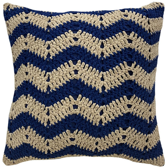 Imagem ALMOFADA CROCHE MANUAL 52X52 MARINHO MOD02 - DECORTEXTIL