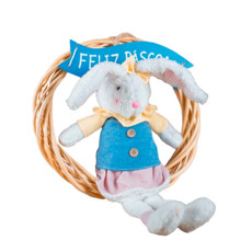 Imagem de COELHA COM GUIRLANDA E PLACA FELIZ PÁSCOA 34X58X8CM - TOK DA CASA  - Store Mania Comercio E Importacao Ltda