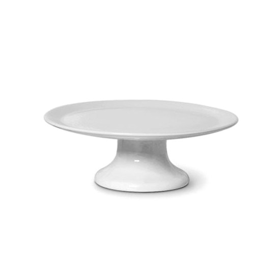 Imagem PRATO BOLO COM PÉ PEQUENA MILÃO COR BRANCO DE CERÂMICA 28X10CM 