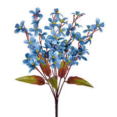 Imagem de BUQUÊ DECORATIVO DE MINI LÍRIOS AZUL EM CETIM OUTONADO E PLÁSTICO MOLDÁVEL - GRILLO - Grillo Ltda