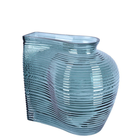 Imagem VASO DECORATIVO EM VIDRO COR AZUL 14X20X18CM - GRILLO 53070