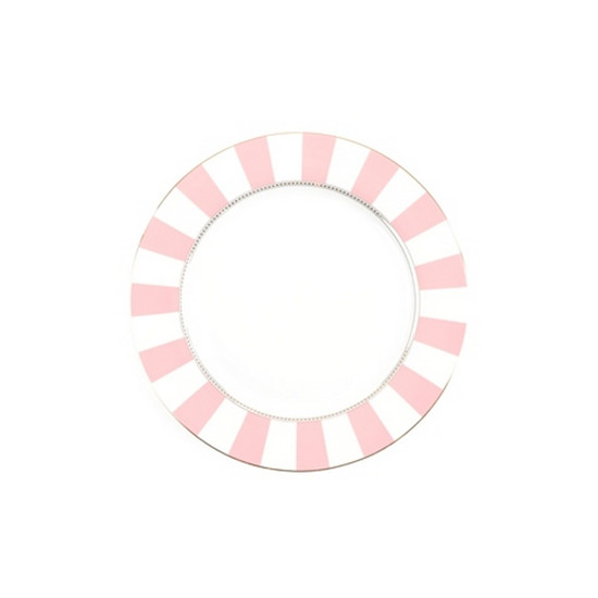 Imagem PRATO RASO DE PORCELANA COR BRANCO E ROSA 27CM - TOK DA CASA 