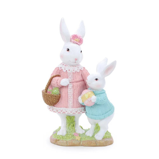 Imagem COELHA E FILHA DECORATIVA DE RESINA CUTE FAMILY 7X13X22CM - CROMUS 