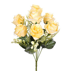 Imagem de BUQUÊ DECORATIVO DE ROSAS CHAMPAGNE EM PLÁSTICO MOLDÁVEL 40X28 CM - GRILLO - Grillo Ltda
