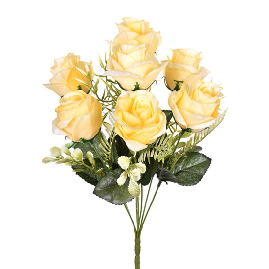 Imagem BUQUÊ DECORATIVO DE ROSAS CHAMPAGNE EM PLÁSTICO MOLDÁVEL 40X28 CM - GRILLO