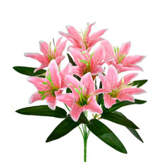 Imagem de BUQUÊ DECORATIVO DE LÍRIO ROSA EM PLÁSTICO MOLDÁVEL 35X10 CM - GRILLO - Grillo Ltda