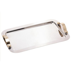 Imagem de BANDEJA DE AÇO INOX COM ALÇA MANHANTTAN CHAMPANHE 36CM X 27CM X 5CM  - Rojemac Impotacao E Exportacao Ltda