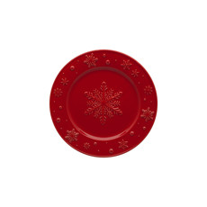 Imagem de PRATO PARA SOBREMESA FRUTA 22CM VERMELHO SNOWFLAKES BORDALLO PINHEIRO - Vaa Brasil Comercio Importacao E Esportacao Sa