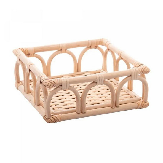 Imagem PORTA GUARDANAPOS DE RATTAN NATURE 18CM X 18CM X 7CM - WOLFF