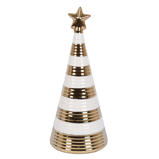 Imagem ÁRVORE NATALINA DE CERÂMICA COR DOURADO E BRANCO 10X10X24CM - GRILLO 53858