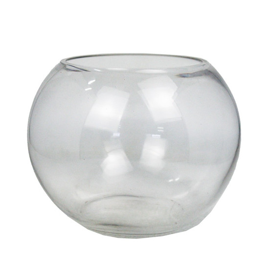 Imagem VASO DECORATIVO REDONDO DE VIDRO TRANSPARENTE 22X22X17CM - GRILLO 54264