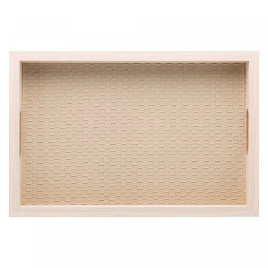 Imagem BANDEJA RETANGULAR DE MDF COM FUNDO TRESSÊ 30CM X 4CM X 20CM - LYOR