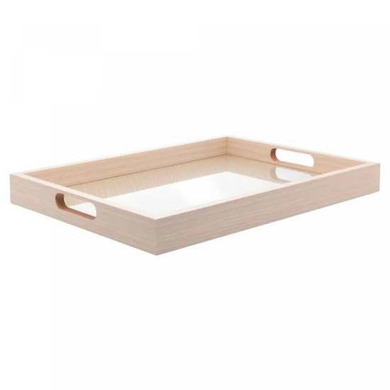 Imagem BANDEJA RETANGULAR DE MDF COM FUNDO TRESSÊ 40CM X 4CM X 30CM - LYOR