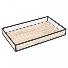 Imagem de BANDEJA DE METAL PRETA COM PALHA 20CM X 30CM X 3CM - LYOR - Coliseu Presentes Ltda