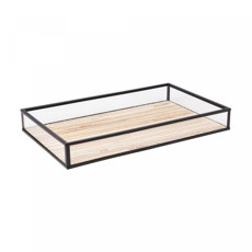 Imagem de BANDEJA DE METAL PRETA COM PALHA 15CM X 25CM X 3CM - LYOR - Coliseu Presentes Ltda