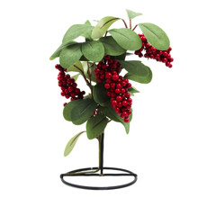 Imagem de CASTIÇAL DECORATIVO COM FRUTINHAS COR PRETO, VERDE E VERMELHO 20CM - CROMUS  - Cromus Embalagens Ind. E Com. Ltda