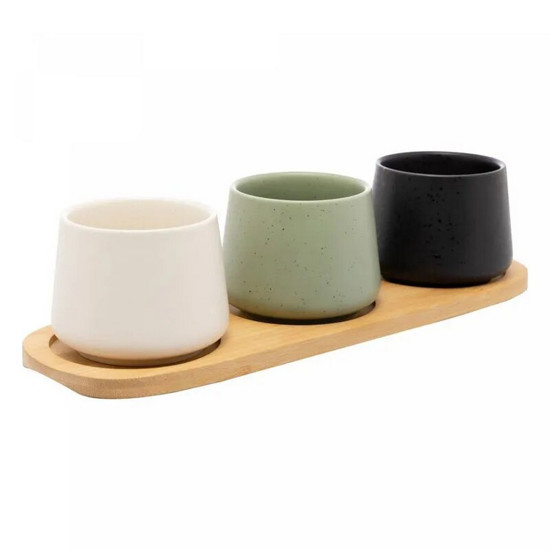 Imagem CONJUNTO 3 BOWLS COM BANDEJA DE BAMBU 31CM X 10CM X 7CM - LYOR
