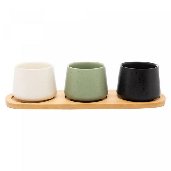 Imagem CONJUNTO 3 BOWLS COM BANDEJA DE BAMBU 31CM X 10CM X 7CM - LYOR