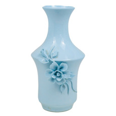 Imagem de VASO DECORATIVO EM CERÂMICA FLOWERS COR AZUL 20CM - GRILLO 39021 - Grillo Ltda