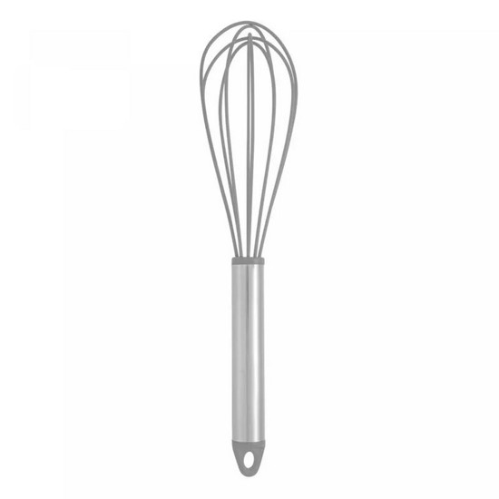 Imagem BATEDOR DE OVOS DE SILICONE COM CABO DE AÇO INOX CINZA 25CM - LYOR