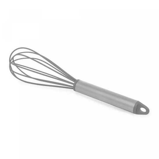 Imagem BATEDOR DE OVOS DE SILICONE COM CABO DE AÇO INOX CINZA 25CM - LYOR