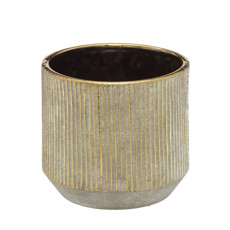 Imagem de CACHEPOT DECORATIVO COR DOURADO COM CINZA 14X14X13CM - MABRUK  - Mabruk Importacao E Comercio Eireli