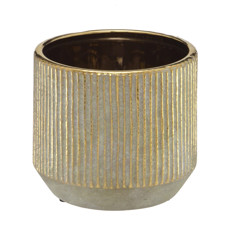 Imagem de CACHEPOT DECORATIVO COR DOURADO COM CINZA 15X16X16 CM - MABRUK - Mabruk Importacao E Comercio Eireli
