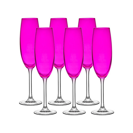 Imagem JOGO DE TAÇA PARA CHAMPANHE DE CRISTAL GASTRO LILÁS 220ML 6 PECAS - CRYSTAL BOHEMIA