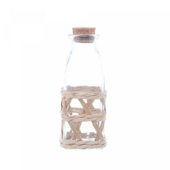 Imagem PORTA MANTIMENTO DE VIDRO COM FIBRA NATURAL E TAMPA ROLHA 210ML - WOLFF