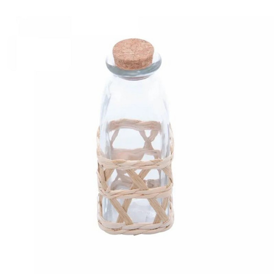 Imagem PORTA MANTIMENTO DE VIDRO COM FIBRA NATURAL E TAMPA ROLHA 210ML - WOLFF