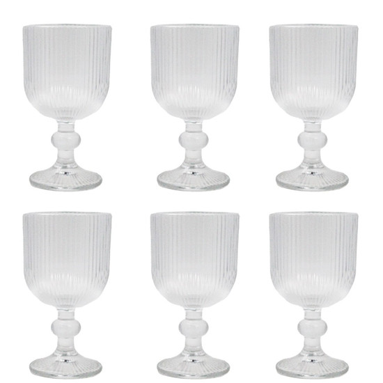 Imagem JOGO DE TAÇAS EM VIDRO GRACE TRANSPARENTE 240ML 6 UNIDADES DE 8X8X14CM - YANGZI