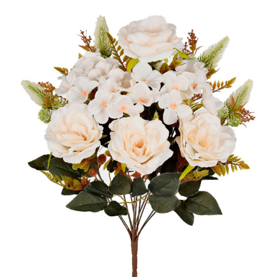 Imagem BUQUÊ ROSA E HORTENSIA MISTO X12 BEGE 30X50CM - GRILLO 53433