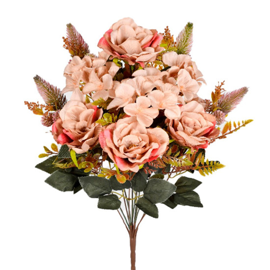 Imagem BUQUÊ ROSA E HORTENSIA MISTO X12 CAPUCCINO 30X50CM - GRILLO 53433