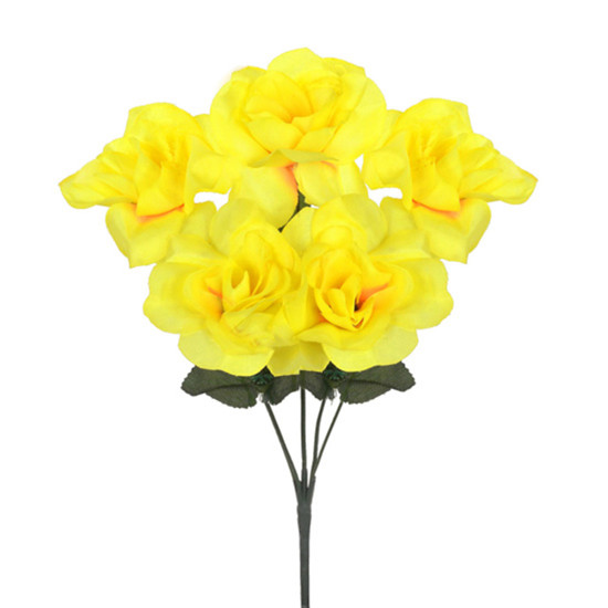 Imagem BUQUÊ DECORATIVO DE ROSAS ESPECIAIS AMARELAS EM PLÁSTICO MOLDÁVEL 30X13CM - GRILLO