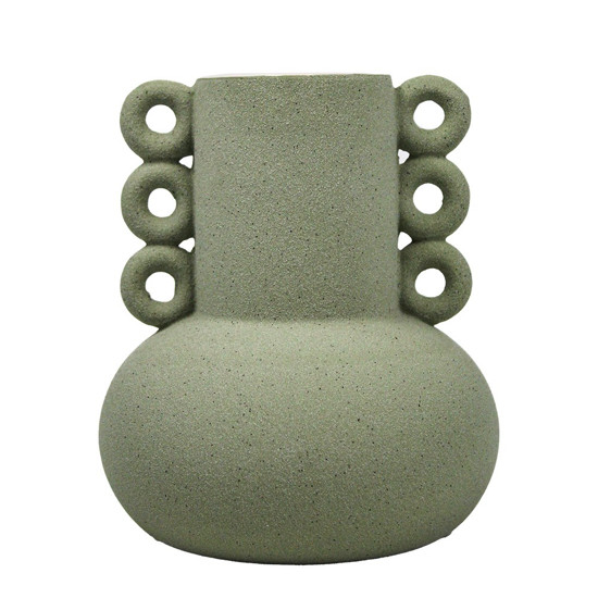 Imagem VASO DECORATIVO DE CERÂMICA COR VERDE TEXTURIZADO 19X15CM - LUCATTI 